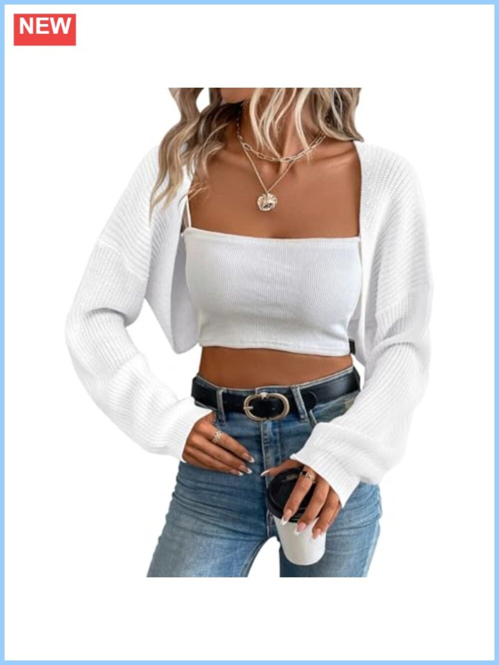 Long Sleeve Knit Cropped Bolero Shrug Open Front Cardigan for Dresses